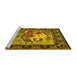 Sideview of Machine Washable Medallion Yellow French Rug, wshtr467yw