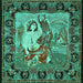 Square Medallion Turquoise French Rug, tr467turq