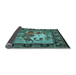 Sideview of Medallion Light Blue French Rug, tr467lblu