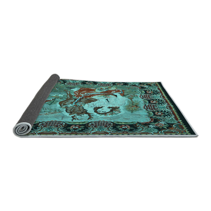 Sideview of Medallion Light Blue French Rug, tr467lblu
