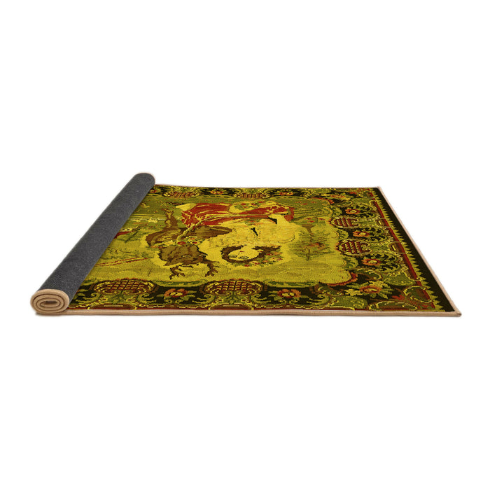 Sideview of Medallion Yellow French Rug, tr467yw