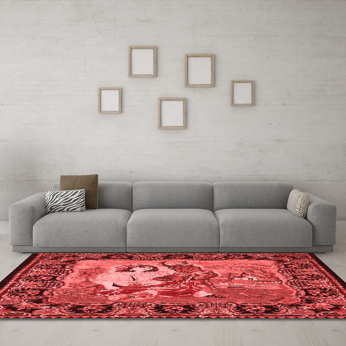 French Red Washable Rugs