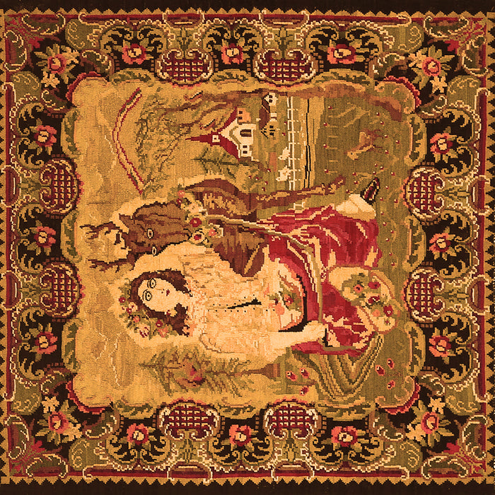 Serging Thickness of Medallion Orange French Rug, tr467org