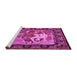 Sideview of Machine Washable Medallion Pink French Rug, wshtr467pnk