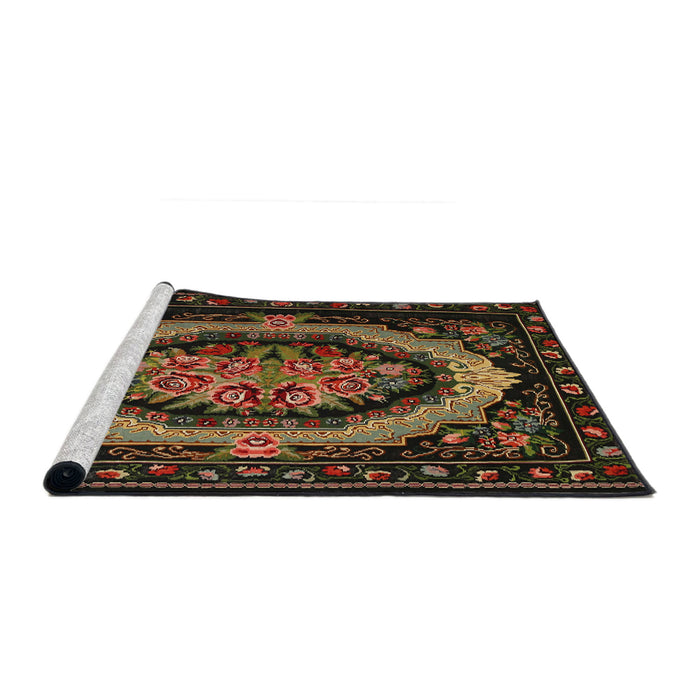 Sideview of Machine Washable Traditional Night Red Rug, wshtr468