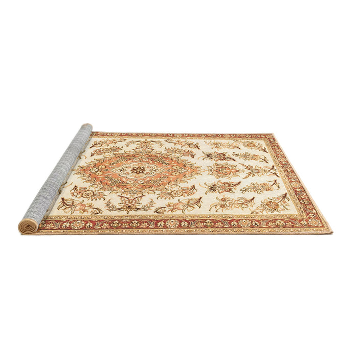 Sideview of Machine Washable Medallion Brown Traditional Rug, wshtr4680brn