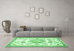 Machine Washable Medallion Emerald Green Traditional Area Rugs in a Living Room,, wshtr4680emgrn