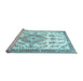 Sideview of Machine Washable Medallion Light Blue Traditional Rug, wshtr4680lblu