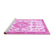 Sideview of Machine Washable Medallion Pink Traditional Rug, wshtr4680pnk