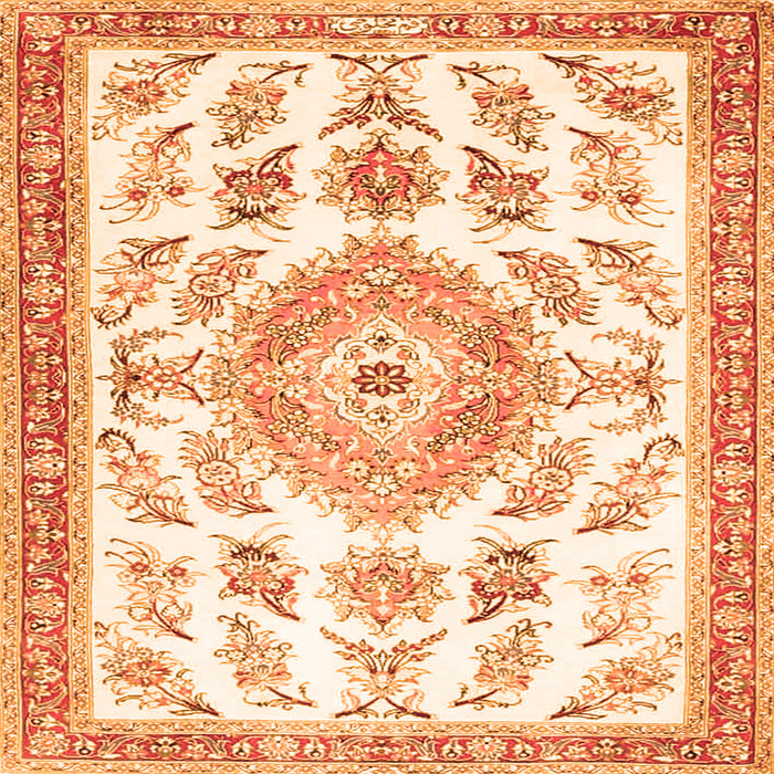 Serging Thickness of Medallion Orange Traditional Rug, tr4680org
