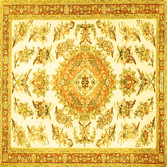 Square Medallion Yellow Traditional Rug, tr4680yw