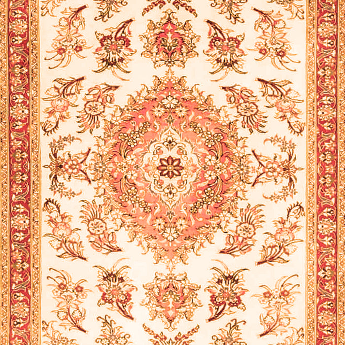 Serging Thickness of Machine Washable Medallion Orange Traditional Area Rugs, wshtr4680org