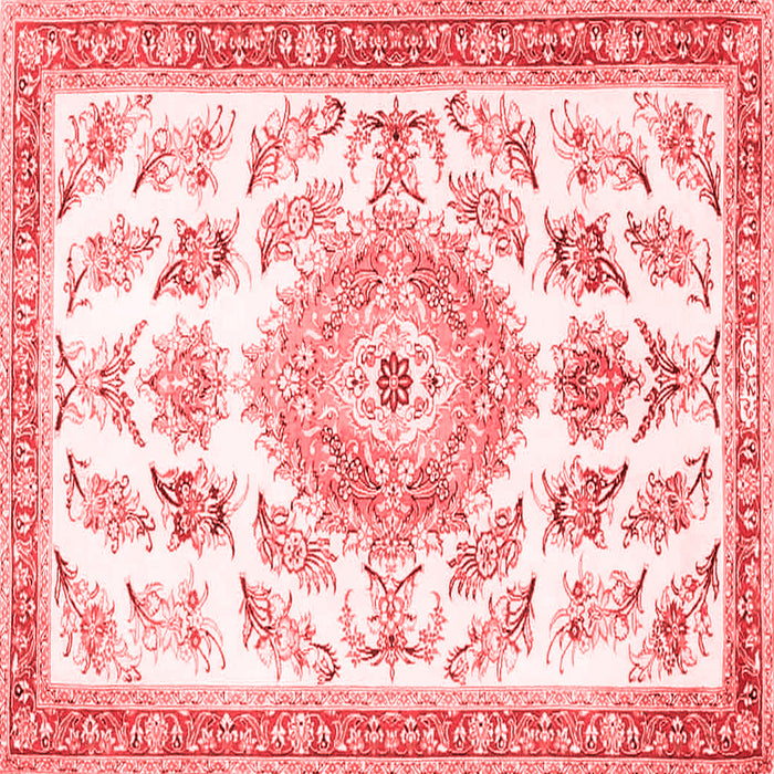 Machine Washable Medallion Red Traditional Rug, wshtr4680red