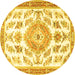 Round Medallion Yellow Traditional Rug, tr4680yw