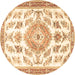 Round Medallion Brown Traditional Rug, tr4680brn