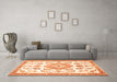 Machine Washable Medallion Orange Traditional Area Rugs in a Living Room, wshtr4680org