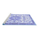 Sideview of Machine Washable Medallion Blue Traditional Rug, wshtr4680blu