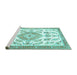 Sideview of Machine Washable Medallion Turquoise Traditional Area Rugs, wshtr4680turq