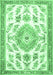 Machine Washable Medallion Emerald Green Traditional Area Rugs, wshtr4680emgrn