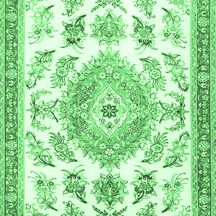 Machine Washable Medallion Emerald Green Traditional Area Rugs, wshtr4680emgrn