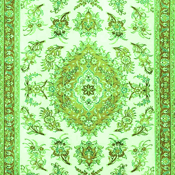 Serging Thickness of Machine Washable Medallion Green Traditional Area Rugs, wshtr4680grn