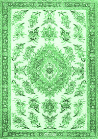 Medallion Emerald Green Traditional Rug, tr4680emgrn