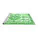 Sideview of Machine Washable Medallion Emerald Green Traditional Area Rugs, wshtr4680emgrn