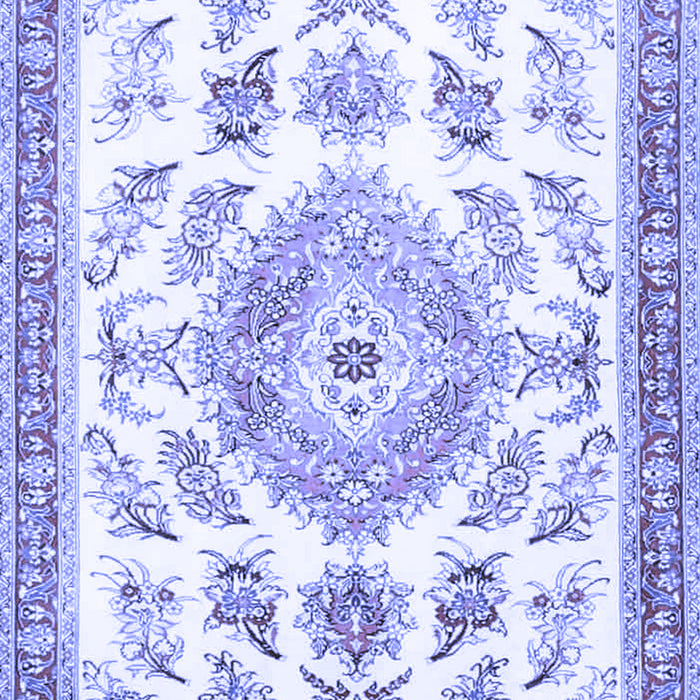 Machine Washable Medallion Blue Traditional Rug, wshtr4680blu