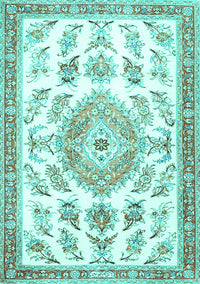 Medallion Turquoise Traditional Rug, tr4680turq