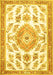 Machine Washable Medallion Yellow Traditional Rug, wshtr4680yw