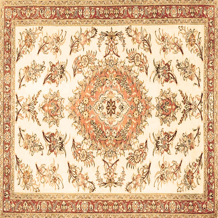 Square Machine Washable Medallion Brown Traditional Rug, wshtr4680brn