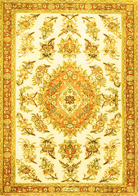 Medallion Yellow Traditional Rug, tr4680yw