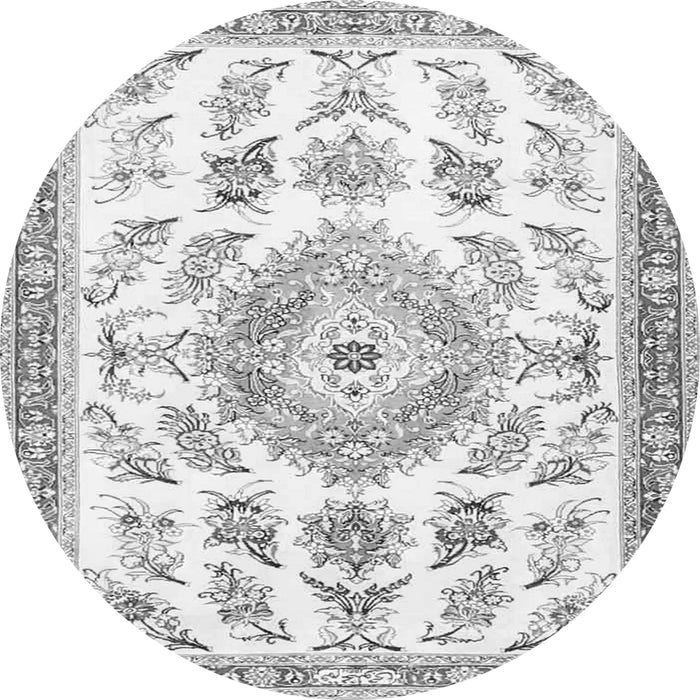 Machine Washable Medallion Gray Traditional Rug, wshtr4680gry