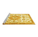 Sideview of Machine Washable Medallion Yellow Traditional Rug, wshtr4680yw