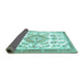 Sideview of Medallion Turquoise Traditional Rug, tr4680turq