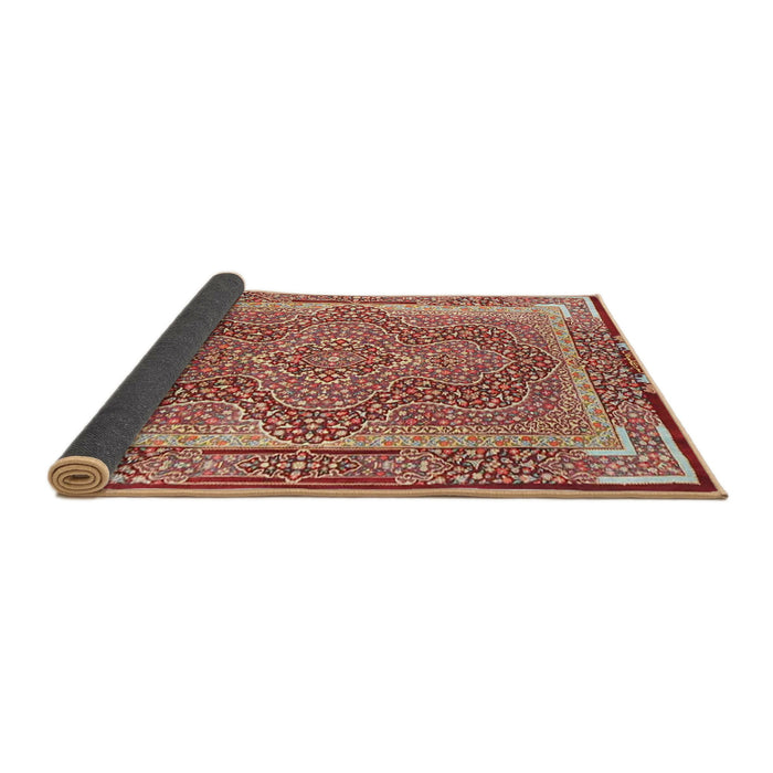 Sideview of Traditional Tangerine Pink Medallion Rug, tr4681