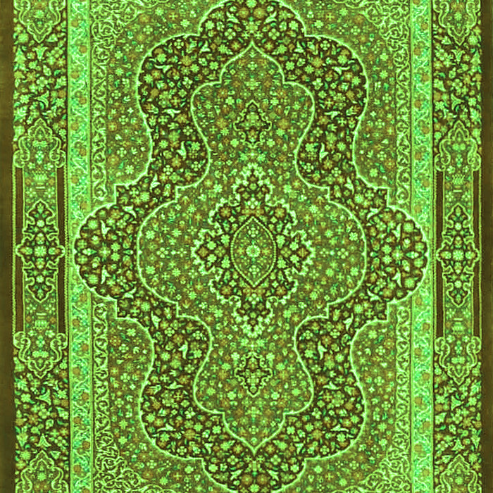 Serging Thickness of Machine Washable Medallion Green Traditional Area Rugs, wshtr4681grn