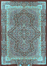 Medallion Light Blue Traditional Rug, tr4681lblu