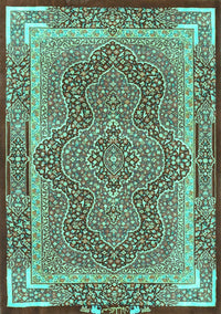 Medallion Turquoise Traditional Rug, tr4681turq