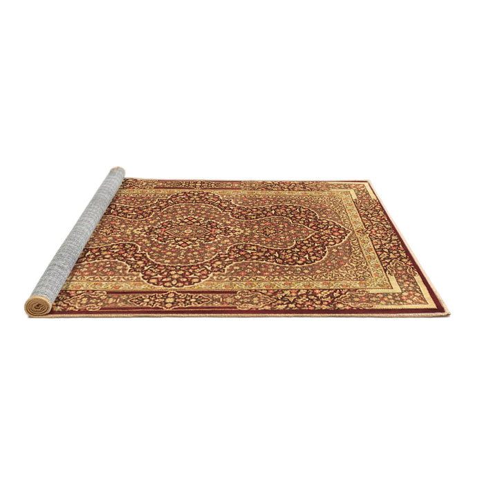 Sideview of Machine Washable Medallion Brown Traditional Rug, wshtr4681brn
