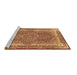 Sideview of Machine Washable Medallion Brown Traditional Rug, wshtr4681brn