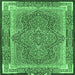 Square Machine Washable Medallion Emerald Green Traditional Area Rugs, wshtr4681emgrn