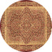 Round Medallion Brown Traditional Rug, tr4681brn