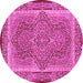 Round Medallion Pink Traditional Rug, tr4681pnk