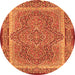 Machine Washable Medallion Orange Traditional Area Rugs, wshtr4681org