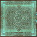 Square Medallion Turquoise Traditional Rug, tr4681turq