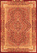 Serging Thickness of Machine Washable Medallion Orange Traditional Area Rugs, wshtr4681org