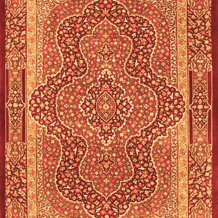 Serging Thickness of Machine Washable Medallion Orange Traditional Area Rugs, wshtr4681org