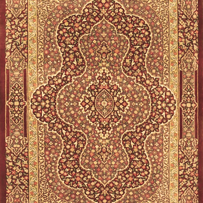 Machine Washable Medallion Brown Traditional Rug, wshtr4681brn