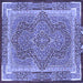 Square Machine Washable Medallion Blue Traditional Rug, wshtr4681blu